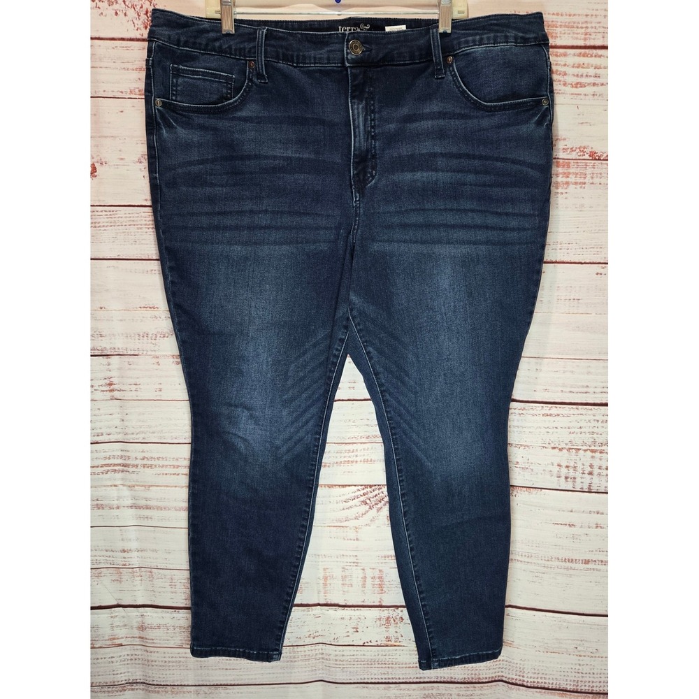 Terra & Sky Womens 20W Petite Skinny Jeans Dark Wash Denim Blue
